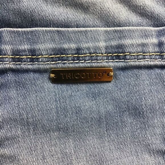 TRICOTTO high rise waist distressed rhinestone crystal sparkle jeans 6 ripped - Picture 8 of 14